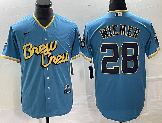 Joey Wiemer Powder Blue City Connect Cool Base Stitched Jersey -All Men Women Youth Size Available