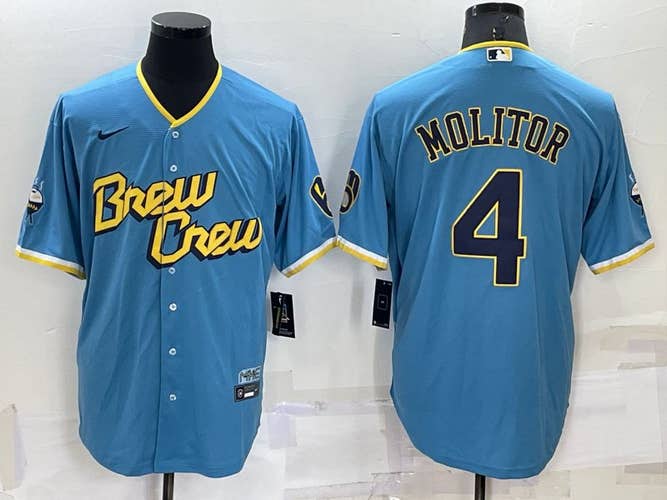 Paul Molitor Blue City Connect Cool Base Stitched Jersey -All Men Women Youth Size Available