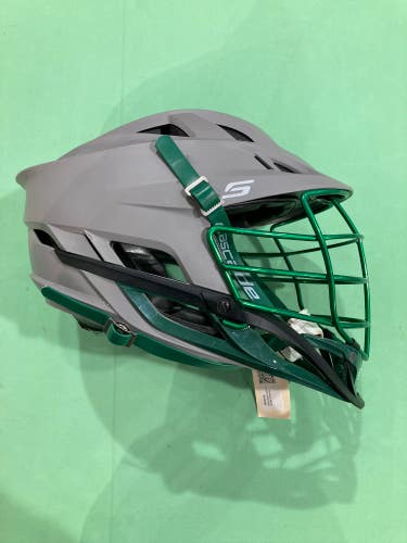 Used Gray Cascade S Helmet w/ Chrome Green Facemask & Dark Green Chin Piece