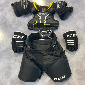 Used Youth Medium CCM Starter Kit (Shoulder Pads, Pants, and Gloves)