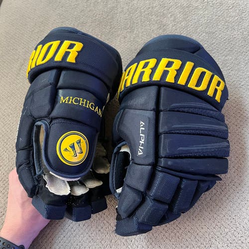 University Of Michigan Used  Warrior 14" Pro Stock Alpha Pro Gloves