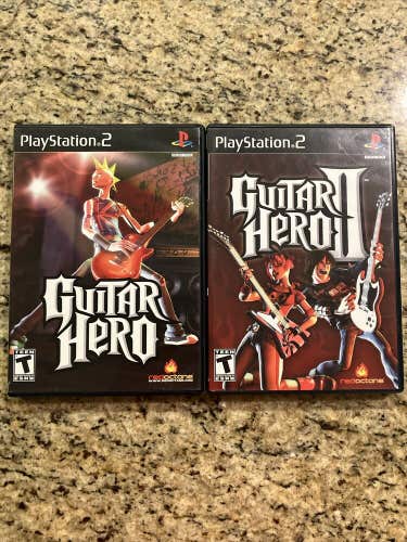 Guitar Hero 1 & 2 (Sony PlayStation 2, 2008) PS2 Complete With Manuals - tested
