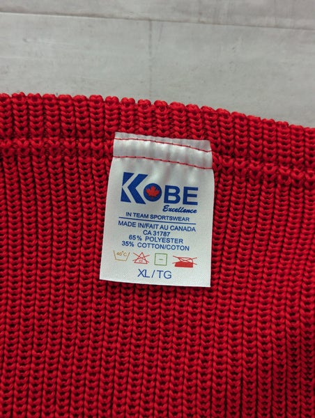 New Men's Adult XL Extra Large Red KOBE Athletic Knit Ice Hockey Socks with Black yellow white
