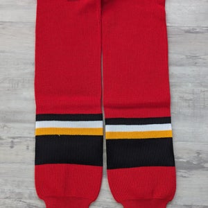 New Men's Adult XL Extra Large Red KOBE Athletic Knit Ice Hockey Socks with Black yellow white