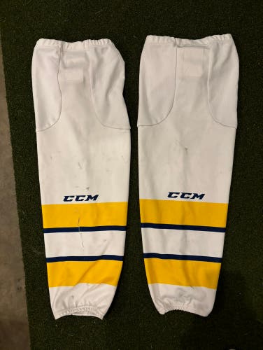 White Used Intermediate CCM Pro Stock Custom Sublimated Socks