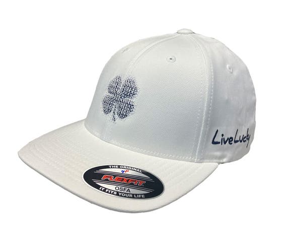 NEW Black Clover Live Lucky Inside Line White Flexfit Fitted Golf Hat/Cap