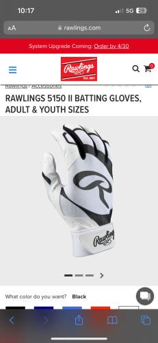 Used Medium Rawlings 5150 Batting Gloves