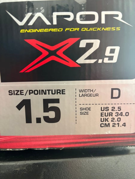 Used Junior Bauer Regular Width Size 1.5 Vapor X2.9 Hockey Skates