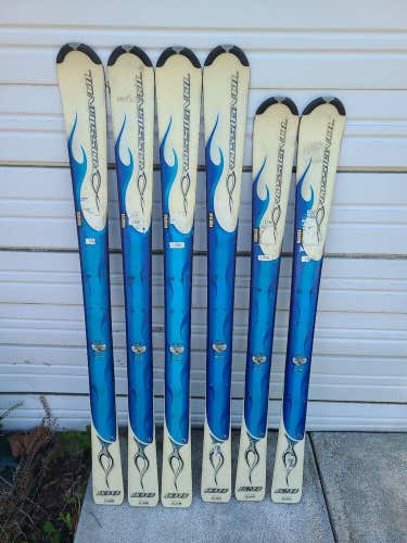 Lot of 3 Rossignol Roc X Skis 120-130cm PLEASE READ DESCRIPTION For Upcycle