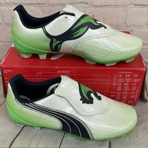 Puma V4.11 I FG Women's Soccer Cleats Vapor Grey Fluo Green Midnight Navy US 5.5