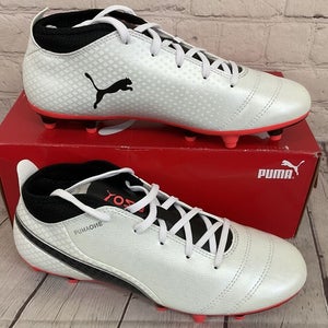 Puma 104244 01 One 17.4 FG Jr Unisex Soccer Cleats White Black Fiery Coral US 6C