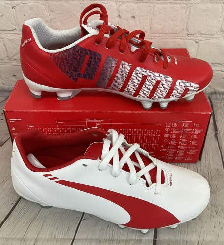 Puma 103120 02 evoSPEED 5.3 FG Jr Youth's Soccer Cleats White Red Blue US Size 3