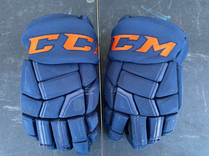 CCM QuickLite HGQL Pro Stock Hockey Gloves 14" Navy Blue RNH OILERS 3713