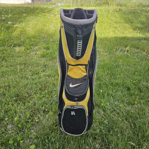 Nike Black Yellow Golf Cart Carry Light Bag With 14 Way Divider And 8 Pockets