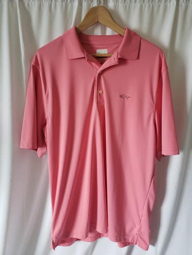 Greg Norman Pink Men's Golf Shirt Polo Size L Excellent Used Condition