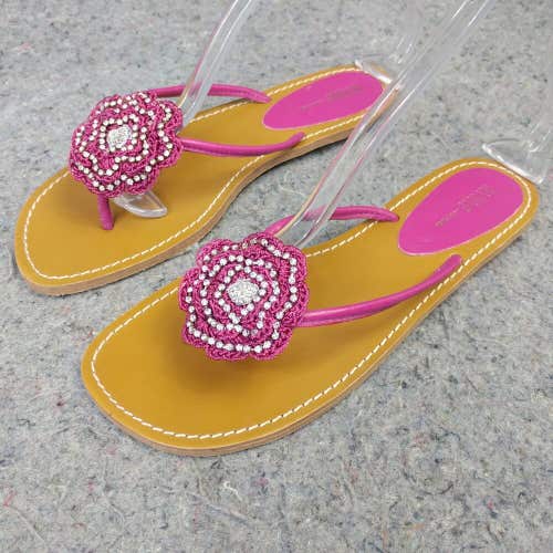 Nordstrom Boutique  Womens 8 Thong Sandals Pink Beaded Flat Shoes