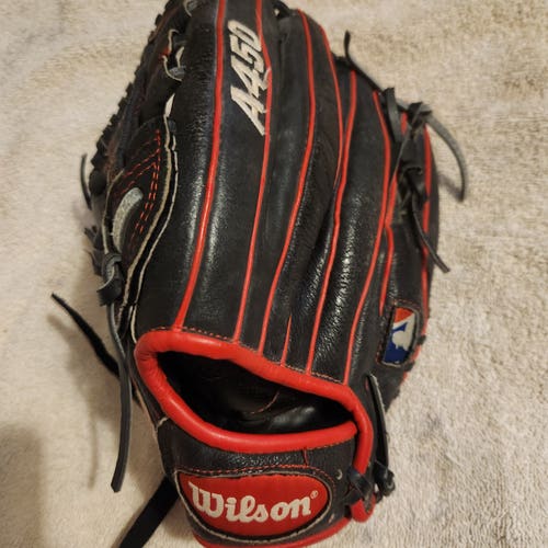 Wilson Left Hand Throw A450 Baseball Glove 11" Black/ Red Tubing
