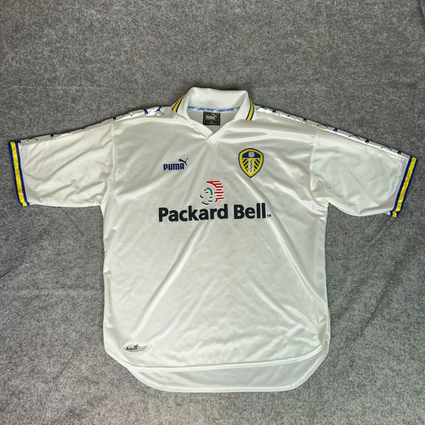 Leeds United Mens Jersey Extra Large Polo 1998 1999 2000 White Puma Soccer Top ^
