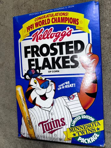 NEVER OPENED VINTAGE  MINNESOTA TWINS 1991 WORLD SERIES CHAMPION FROSTED FLAKES KELLOGG’S