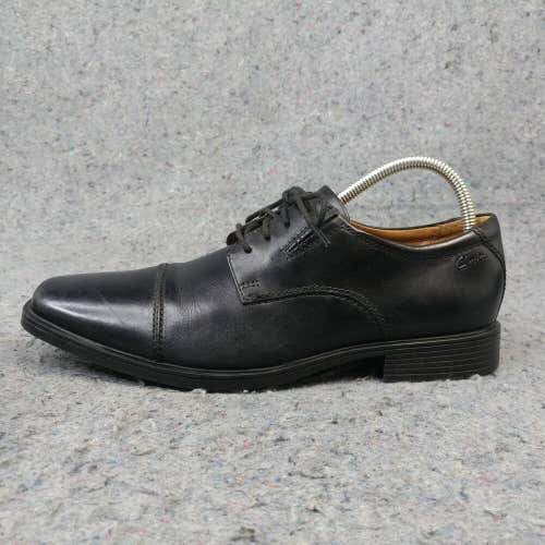Clarks Collection Mens 8.5 Tilden Cap Oxford Shoes Black Leather Lace Up