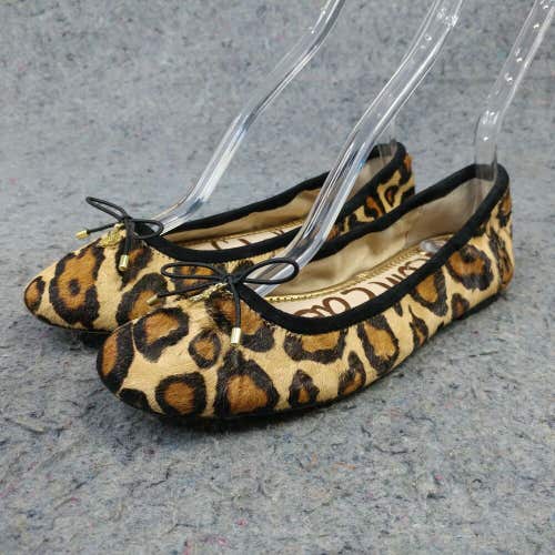 Sam Edelman Felicia Womens 6.5 Slip On Ballet Flats Leopard Animal Print Brown