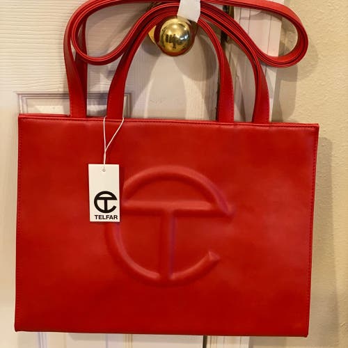Brand new 100% authentic Telfar medium Red shopping bag