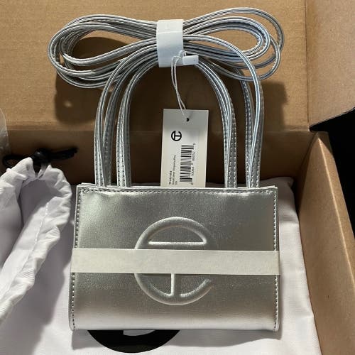 100% Authentic Telfar Small Silver Shopping Bag