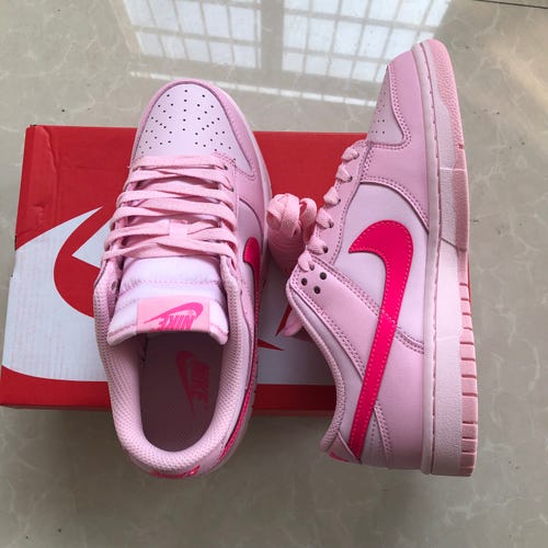 Women Nike Dunk Low Triple Pink Sneakers Athletic Shoes-Size Women 6.5