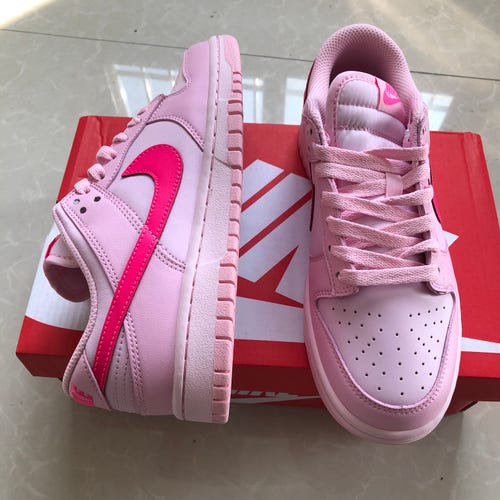 Women Nike Dunk Low Triple Pink Sneakers Athletic Shoes-Size Women 8.0