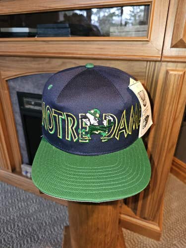 NEW Vintage Rare University Of Notre Dame Spellout Sports Hat Cap Vtg Snapback