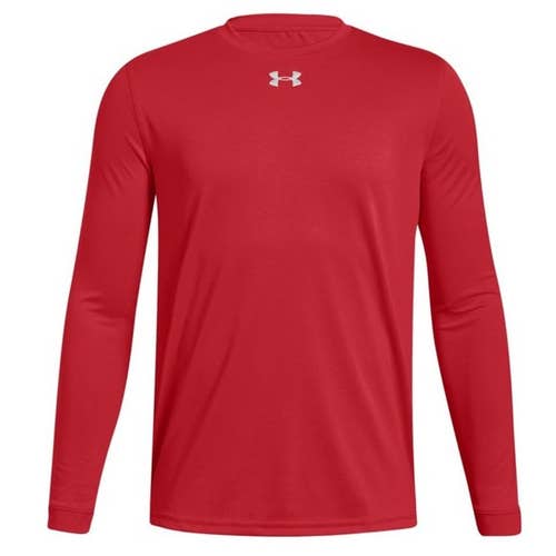 Youth Red Under Armour Locker Tee - Long Sleeve