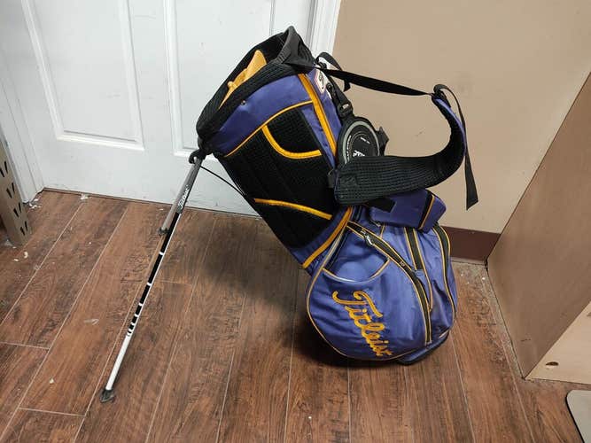 Titleist 4 Divider Dual Strap Golf Stand Bag Purple/Yellow w Raincover