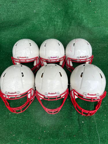 6 Helmet Lot - Riddell Speed Football Helmets - White - 4M 2L