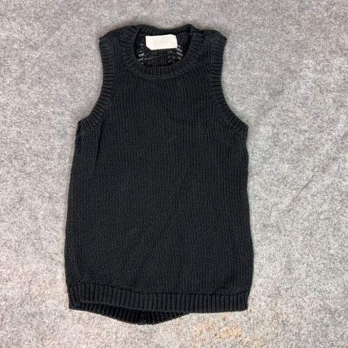 ALC Womens Sweater Vest Medium Black Knit Stretch Open Knit Top Solid Casual
