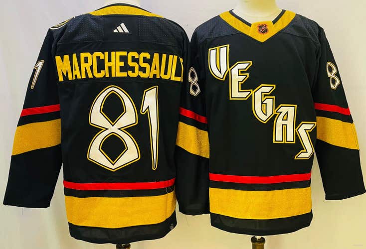 Vegas Golden Knights 81 Jonathan Marchessault Black Reverse Retro Ice Hockey Jersey Size 56