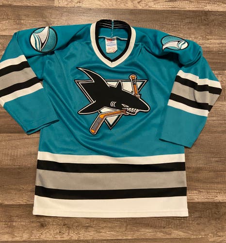Vintage San Jose Sharks CCM youth hockey jersey