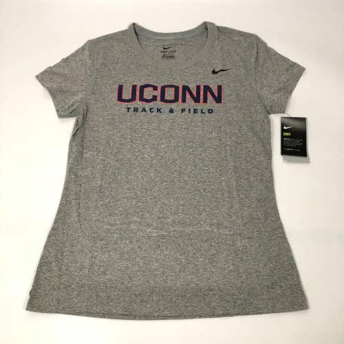 UCONN Huskies Womens Shirt Medium Gray Nike Dri Fit  Track & Field Tee Top NWT