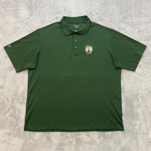 NBA BOSTON CELTICS Polo Shirt Men XL Green Embroidered Logo Antigua Golf Tatum