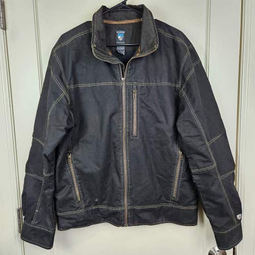 Kuhl Burr Jacket Mens Size: L Gun Metal Black Full Zip Hiking Vintage Patina Dye