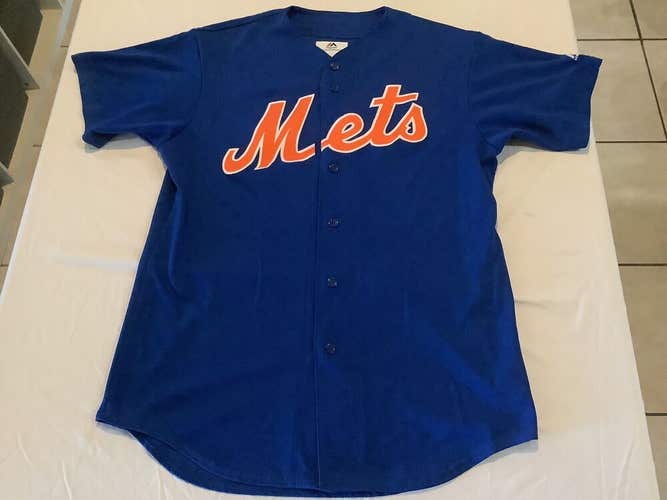 Majestic New York Mets Jersey Mens M Blue Button Up Front Box T