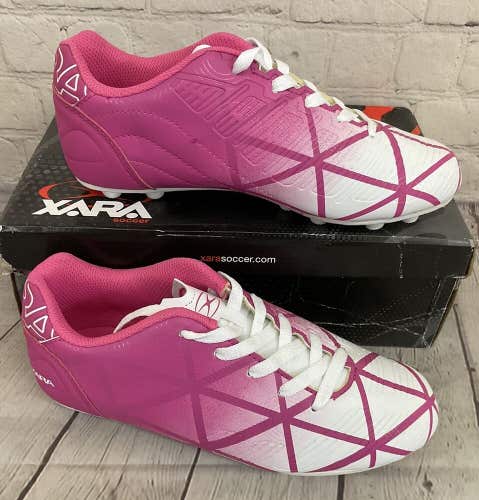 Xara Soccer Illusion 9508 Youth Girls Soccer Cleats Color Pink White US Size 2.5