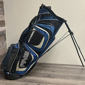 PING Latitude Stand Golf Bag Black/Blue 6-way Dividers Double Strap No Rain Hood
