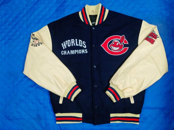 CLEVELAND INDIANS  tVARSITY JACKET  NEW WITH TAGS AND LEATHER SLEEVES