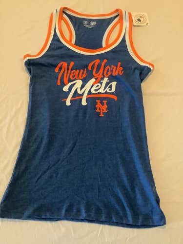NWT New York Mets Sleeveless T Shirt Racerback Genuine MLB New Campus Life Box T
