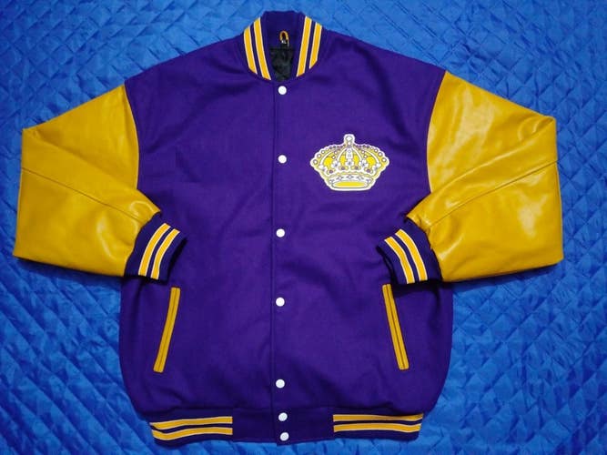 NHL LOS ANGELES KINGS VARSITY JACKET  NEW WITH TAGS AND LEATHER SLEEVES