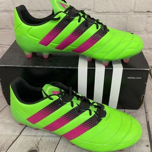 Adidas ACE 16.1 FG/AG Leather Men's Soccer Cleats Solar Green Pink Black US 8