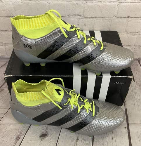Adidas ACE 16.1 Primeknit FG Soccer Cleats Silver Black Sonic Yellow US Size 12