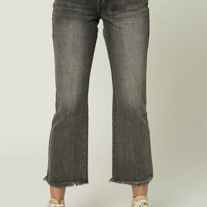 O'Neill Junior Womens Mini Bootcut Sutter Size 27 Ash Black Cropped Jeans New