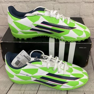 Adidas M25052 F5 TF J Boy's Soccer Shoes Core White Blue Solar Green US Size 5.5