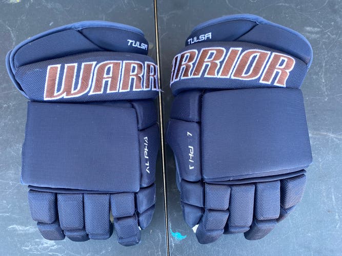 Warrior Alpha LX Pro Stock 14" Hockey Gloves Navy Blue OILERS 3704